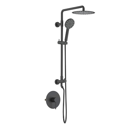 Kibi Circular Pressure Balanced 2-Function Shower Column with Rough In Valve - Matte Black KSC403MB